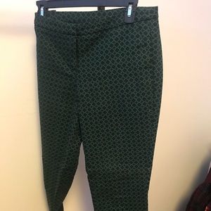 Cropped green and navy cigaret dress pants